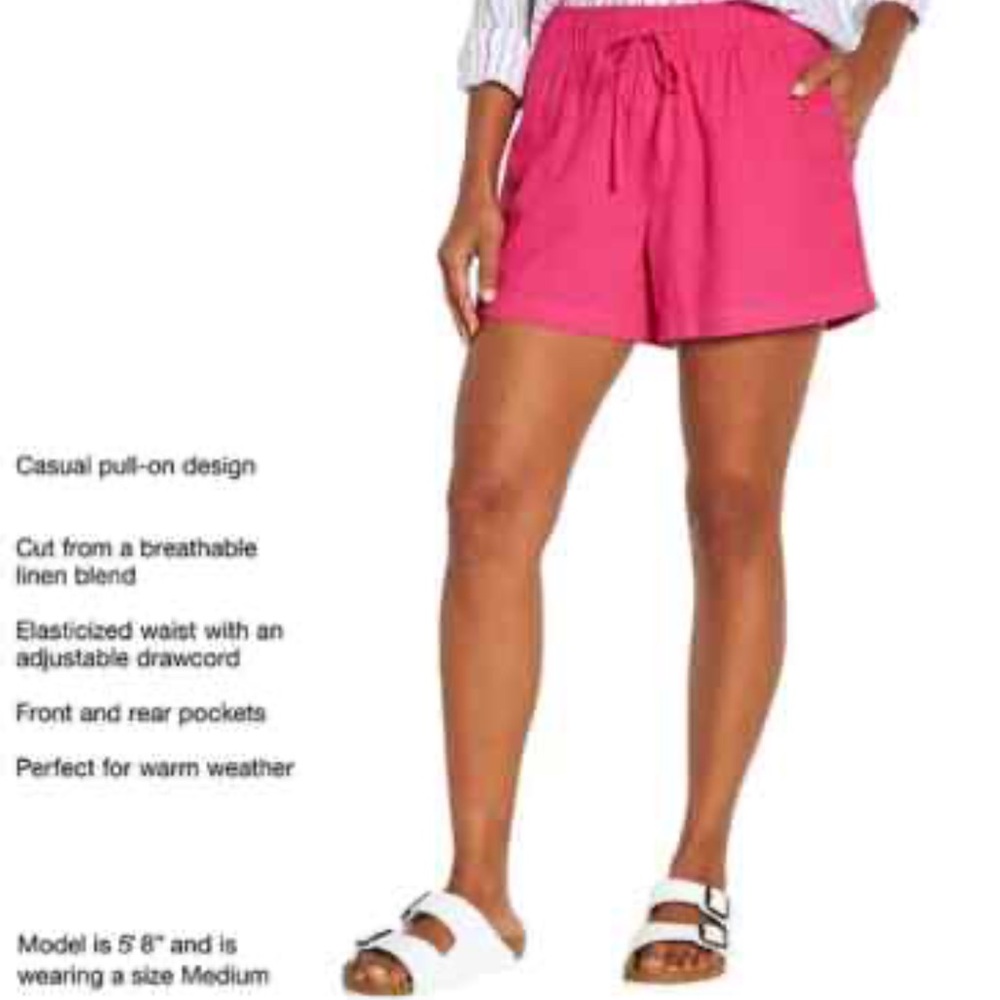 GAP 100% Linen Women's Vibrant Hot Pink Athletic Shorts sz L